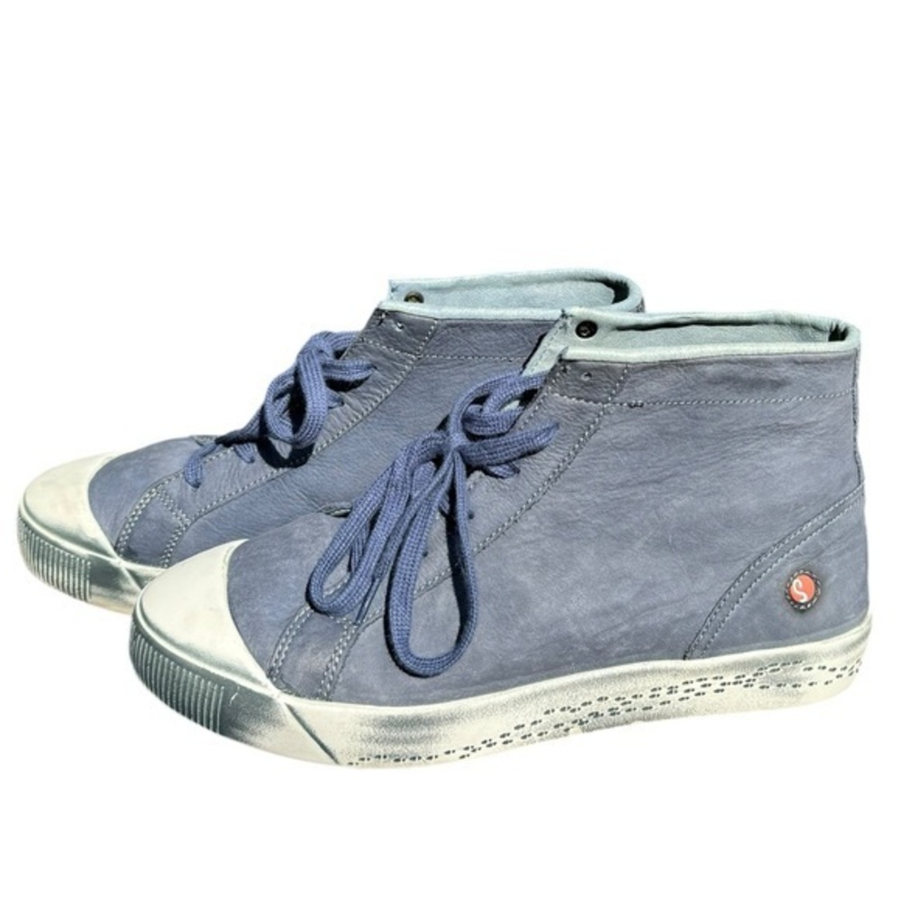 SOFTINOS BY FLY LONDON LEATHER LACE UP SNEAKERS SHOES INDIRA BLUE 38 FITS 7.5-8